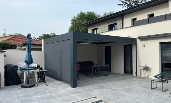 Réalisation de pergolas bioclimatique aluminium et sur-mesure, Lancié, Desigaud 